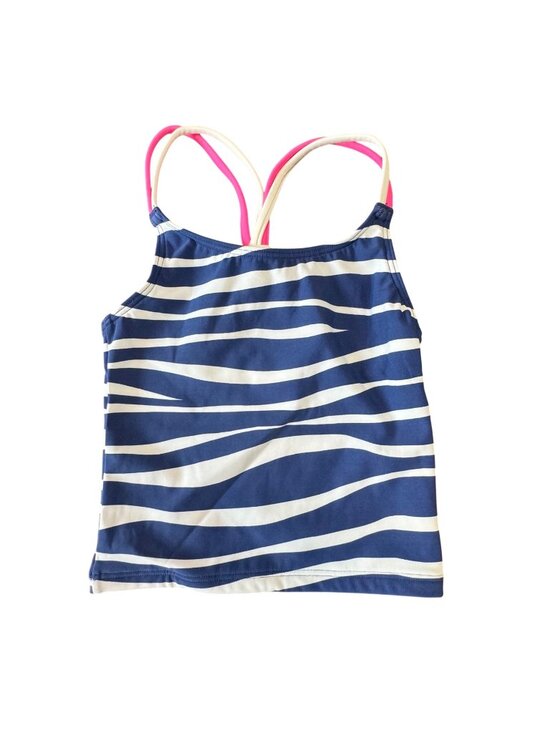 Boden Other - MINI BODEN Zebra Stripe Tankini Swim Top Girls 4-5 NWT Blue Animal Print NEW